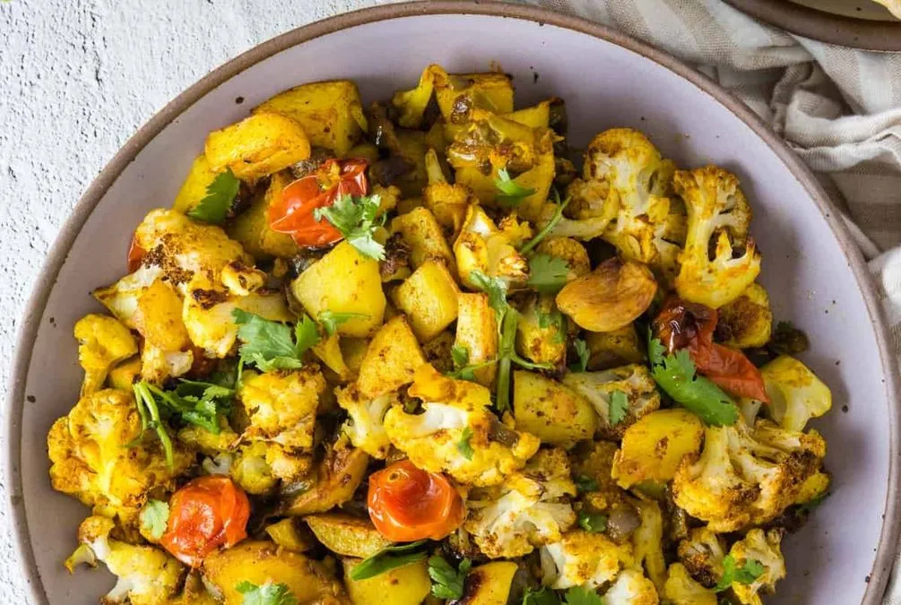 Aloo Gobhi cauliflower and potato curry at Green Chili Fine Indian Cuisine, Calgary